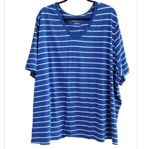 Catherines Blue and White Striped Short Sleeve Top Size 5X